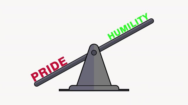 Seesaw Balance Between Pride and Humility Concept Animation
