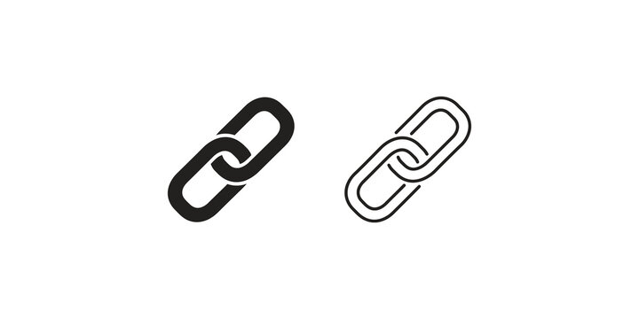 Black link chain icon symbol, vector illustration for web design.