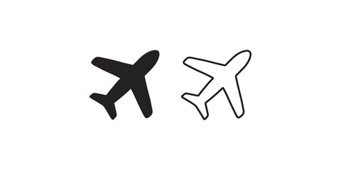 Two airplane in solid and outline flat vector icon. © 扁平化图标 
