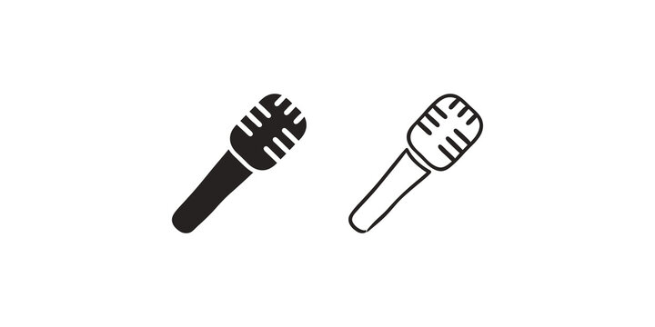 Black and white microphone icon set for audio and voice designs.