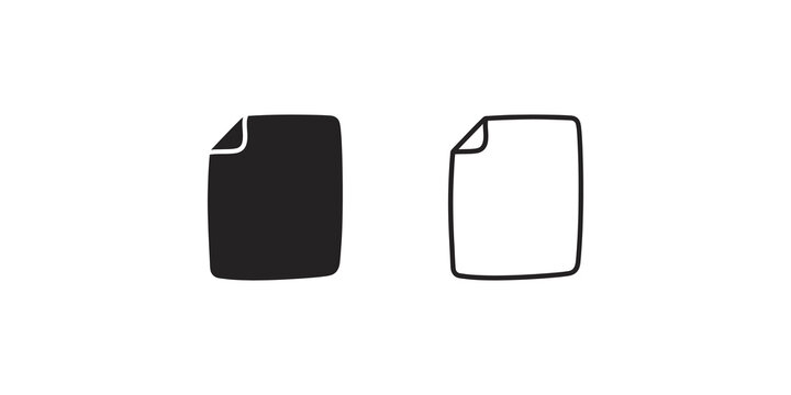 Black document file page icons in filled and outline vector designs.