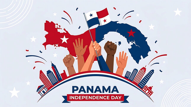 Panama Independence Day celebration vector design with map, flag and city