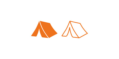 Camping tent icons in solid and line art styles for outdoor adventure. © 扁平化图标 