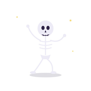 Funny dancing skeleton character Halloween vector illustration