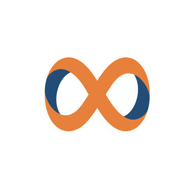 Infinity symbol with orange and blue elements