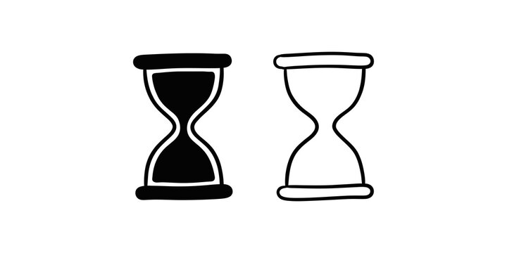 Hourglass time icons black solid and outline style for productivity tasks.