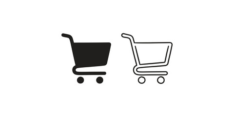 Black and white shopping cart icons vector for e-commerce websites. © 扁平化图标 