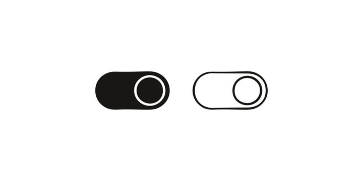 On and off switch UI elements in solid black and outline design styles.