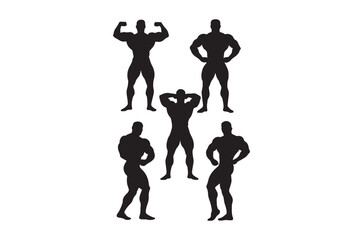 Obraz premium Male bodybuilder silhouettes on a white background