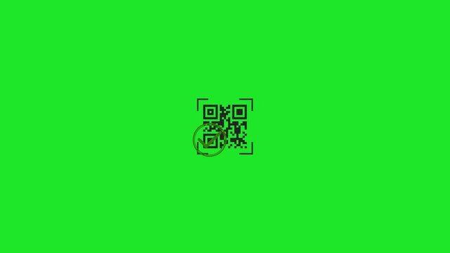 Hand Scanning QR Code with Barcode Scanner Icon Animation on Green Screen