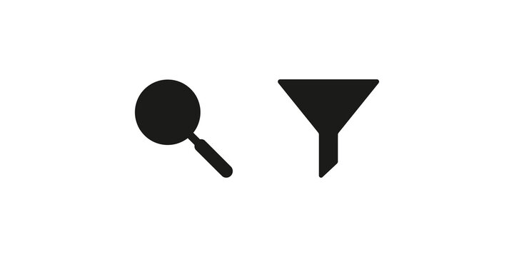 Magnifying glass and filter funnel icons for data search and sorting.