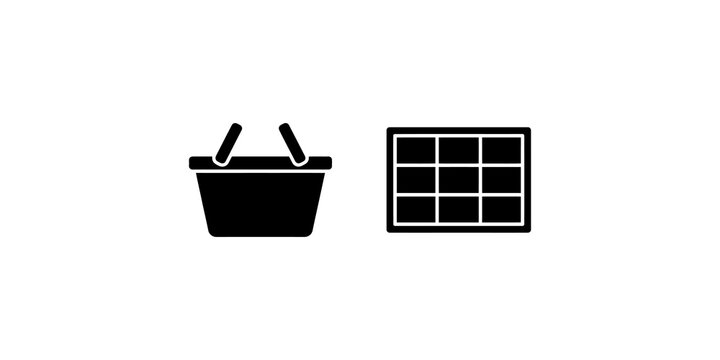 Shopping basket and digital calendar grid icons for e-commerce apps.