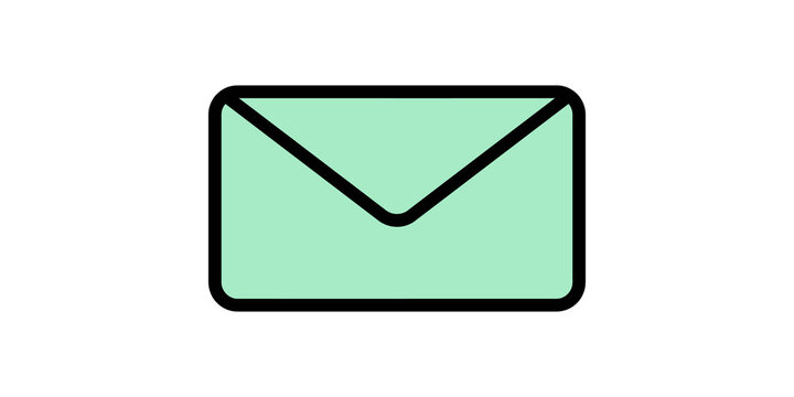 Green mail envelope flat icon for digital communication and postal needs.