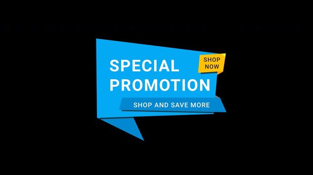 Animated blue sale banner shop now save more web marketing retail graphic