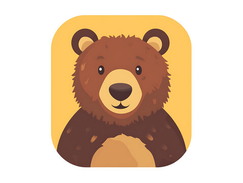 ute bear cartoon character illustration in flat vector style, adorable woodland animal isolated on white background