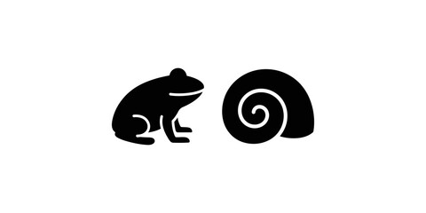 Black frog and snail silhouettes for nature wildlife and garden concepts. © 扁平化图标 