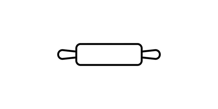 Wooden rolling pin outline icon for baking and cooking concepts.