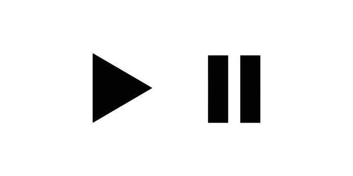Play and pause buttons with black shapes for digital interface control.