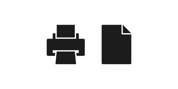 Desktop printer and document paper icon for office paperwork workflows.