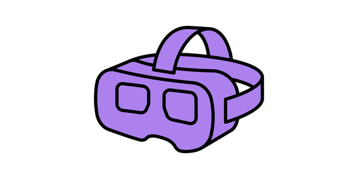 Purple virtual reality headset icon for simulation technology concepts.