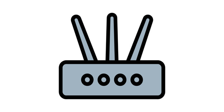 Wireless network router blue flat icon for internet and digital connectivity.