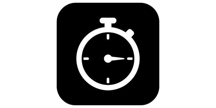 Stopwatch timer icon on black rounded square background for app usage.