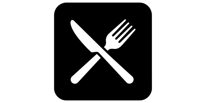 Fork and knife cutlery icon set for restaurant dining application service.