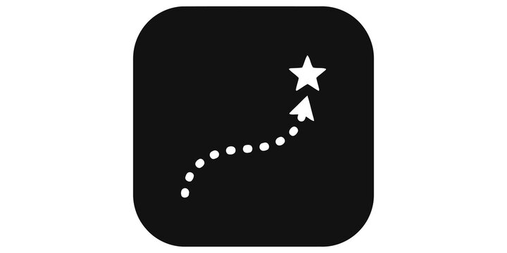 Star trajectory path marker in dark rounded square for navigation map.