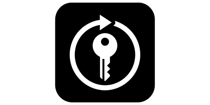 Key inside a circular arrow icon representing password reset or recovery.