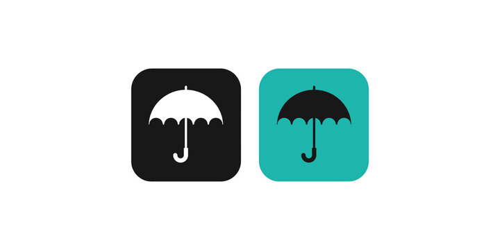Black and teal umbrella icons for weather forecast applications.