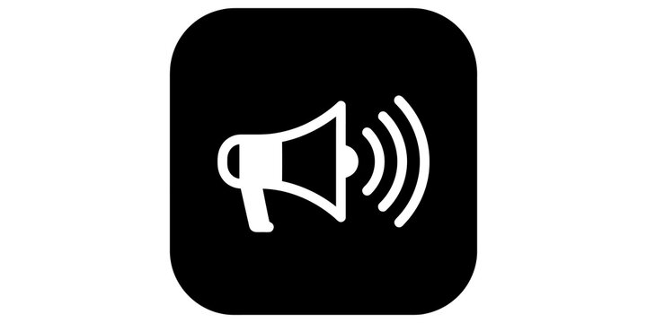 Megaphone audio broadcast icon for marketing communication and loud alerts.