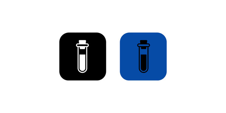 Black and blue chemistry test tube icons for scientific app UI design.