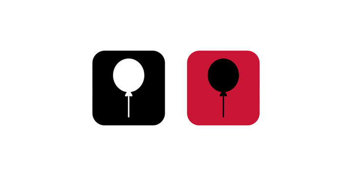 Black and red balloon icons representing celebration and party event.