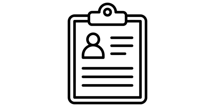 User profile clipboard icon for personal information and data management.