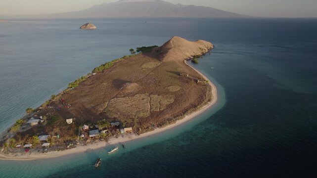 Aerial view of Kanawa Island in Kecamatan Komodo, Indonesia.