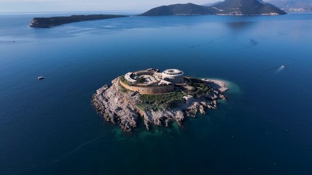 Aerial view of Mamula fortress in Montenegro.