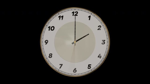 時計の針が早送りで12時間回転する3DCG