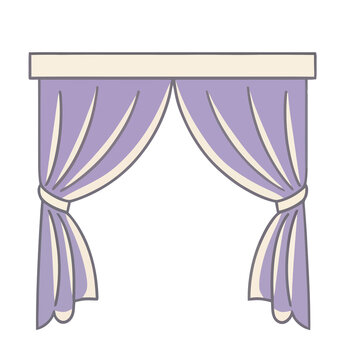 Draped curtains with tie-backs
