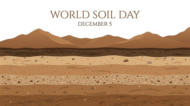 World Soil Day Illustration Showing Earth Layers Cross Section