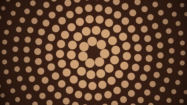 Abstract brown concentric circles motion background, pulsing dot pattern animation