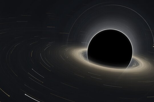 Cinematic visualization of a black hole with an accretion disk in deep space