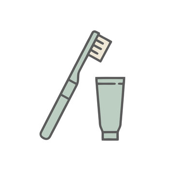Toothbrush and Toothpaste Icon