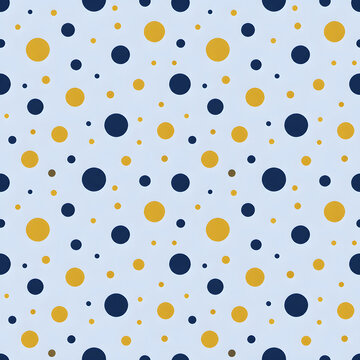 Seamless Playful Polka Dot Pattern in Navy And Gold Colors