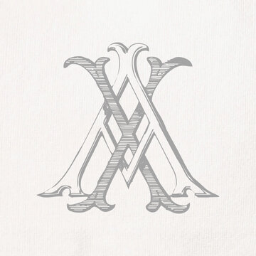 Vintage Monogram XA/AX: Instant Download / Digital FILE