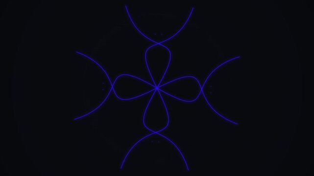 Glowing Blue Geometric Spirograph Pattern Animating on Dark Background, Abstract Motion Graphics
