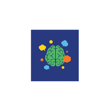 Brain with speech bubbles around.