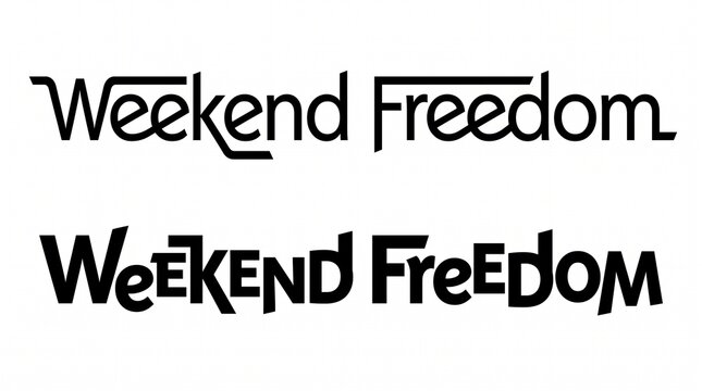 Weekend freedom typography design with black text on a simple clean layout