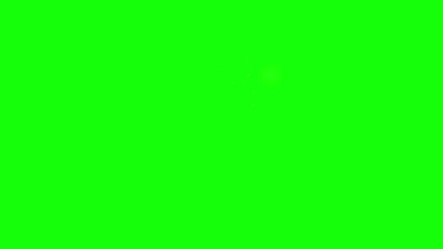 A bright yellow glowing spark draws the letter G on a solid green screen chroma key background.