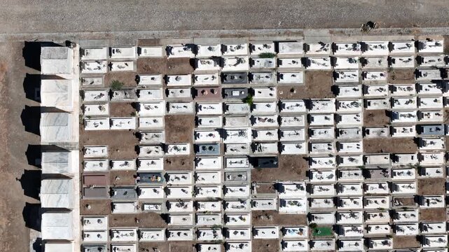 Aerial view of cemetery in Evora, Portugal.