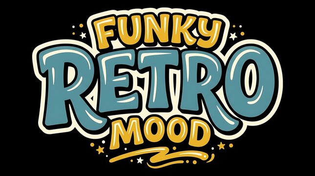 Funky retro mood bubbly typography with floating star accents